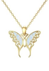 catchy blue opal butterfly gold baby necklace